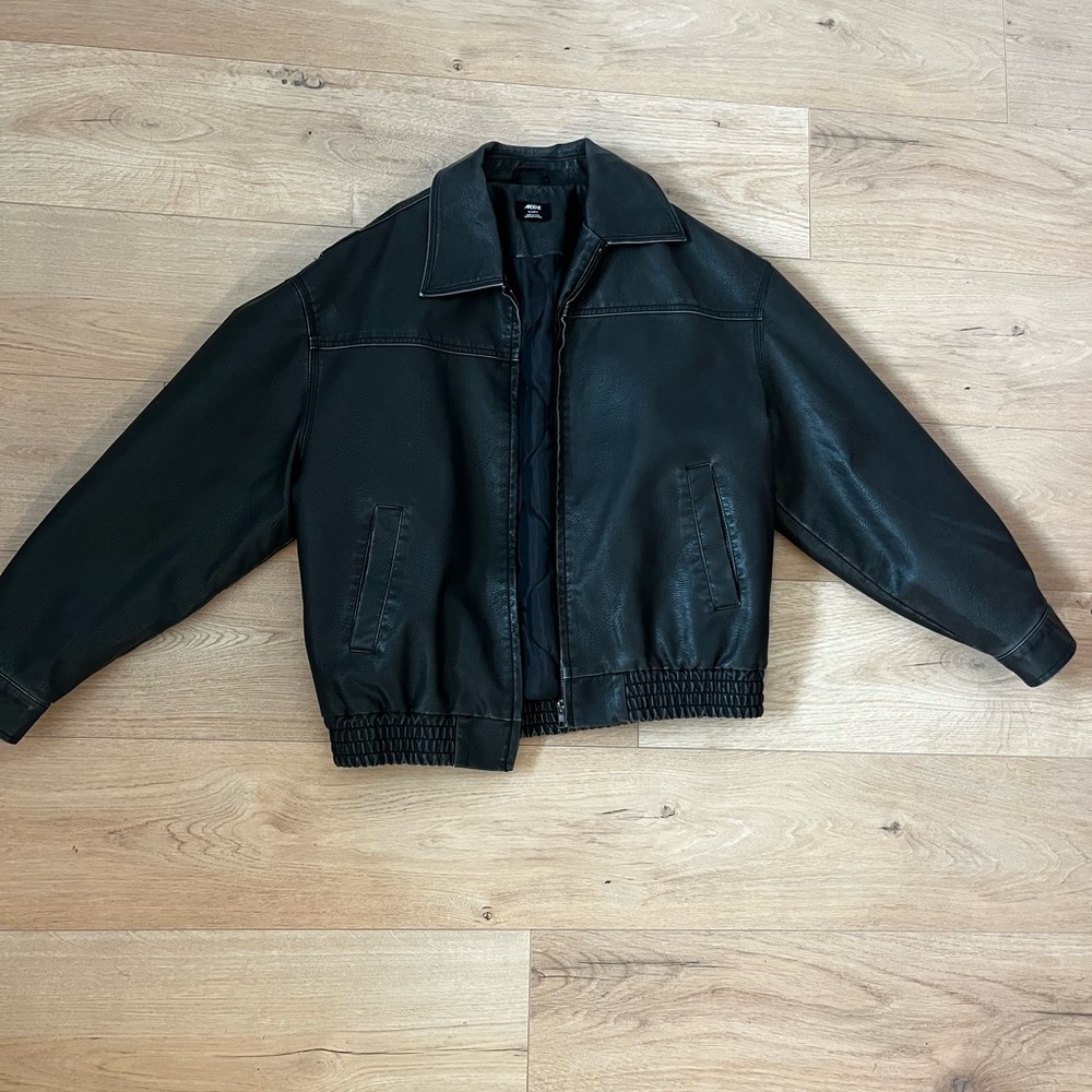 Ardene Black Faux Leather Bomber Jacket